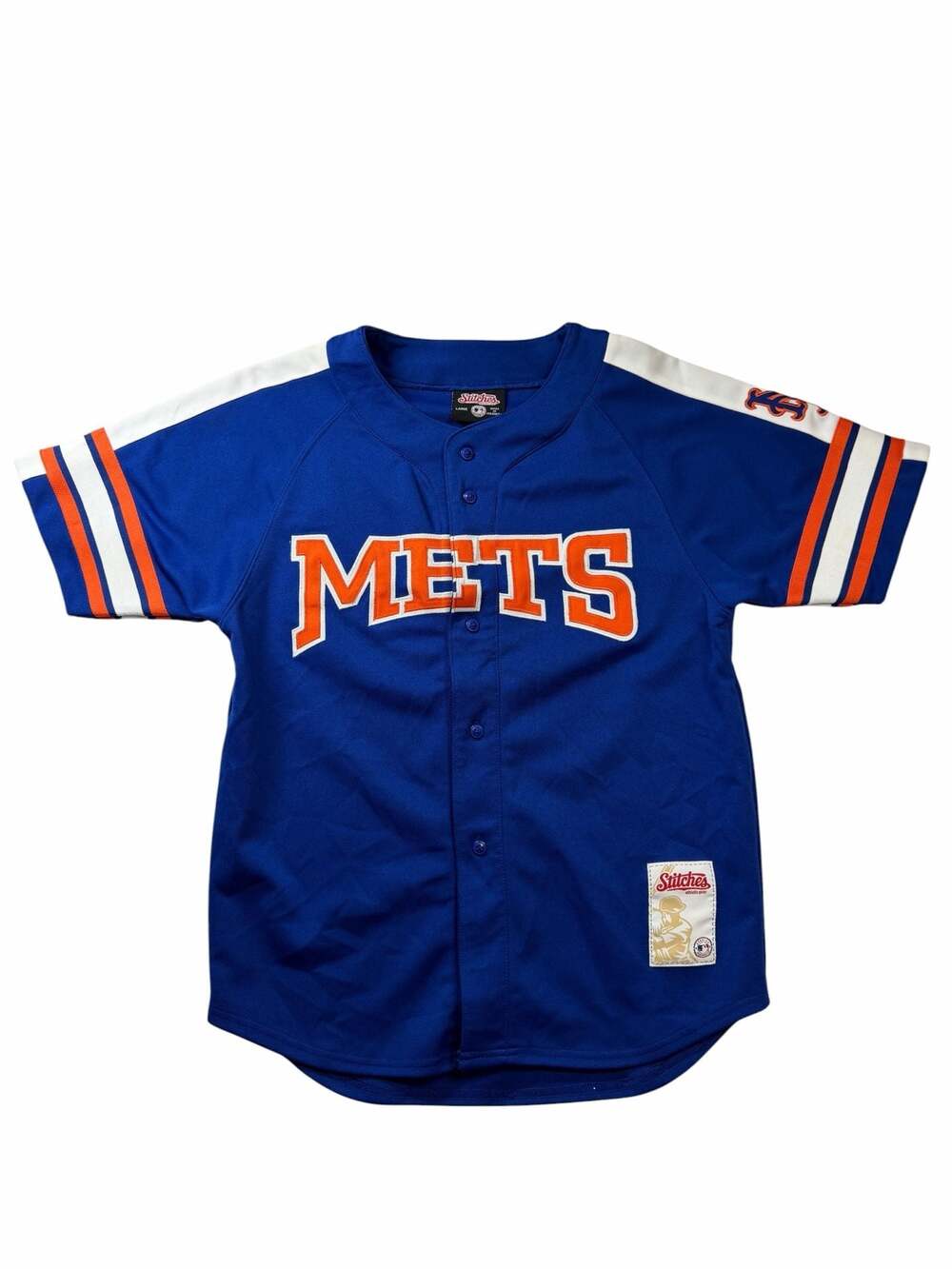 Stitches New York Mets Jersey Adult Large Blue Button Front MLB Baseball Shirt